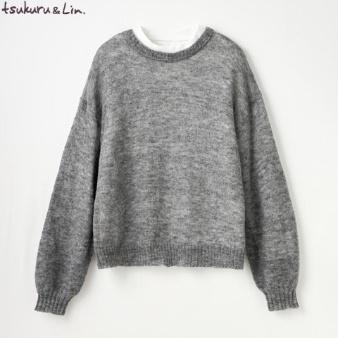 レディース　前後2WAYニットカーディガン+Tシャツセット（tsukuru&Lin.）
