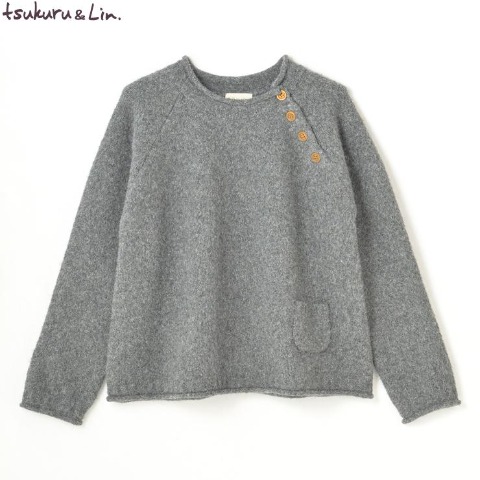 レディース　肩ボタンニットプルオーバー（tsukuru＆Lin.）