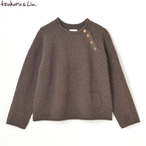 レディース　肩ボタンニットプルオーバー（tsukuru＆Lin.）