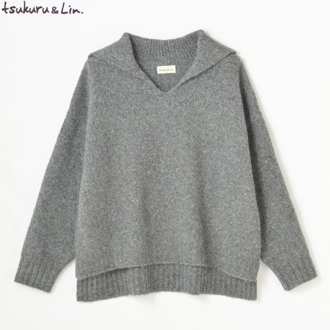 レディース　セーラー襟ニットプルオーバー（tsukuru&Lin.）