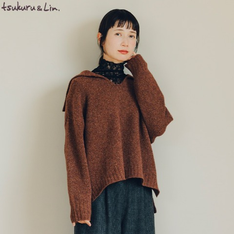 レディース　セーラー襟ニットプルオーバー（tsukuru&Lin.）