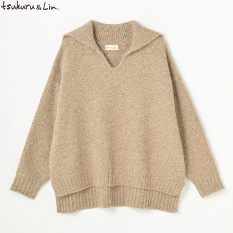 レディース　セーラー襟ニットプルオーバー（tsukuru&Lin.）