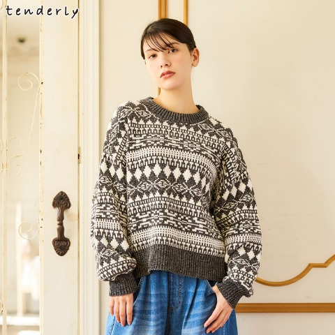 レディース　ジャカードニットプルオーバー（tenderly）