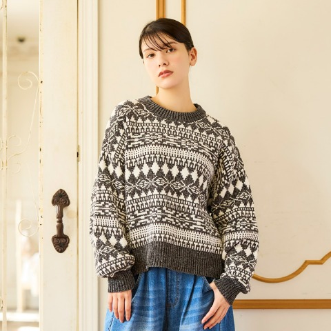 レディース　ジャカードニットプルオーバー（tenderly）