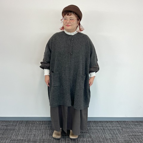 レディース　ニットポンチョ（Mushroom）