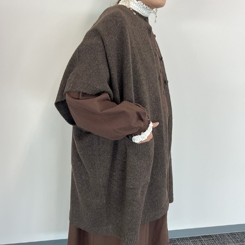 レディース　ニットポンチョ（Mushroom）