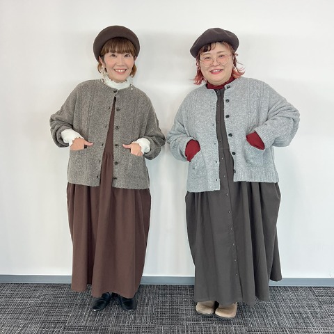 レディース　ケーブルニットカーディガン（Mushroom）