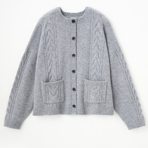 レディース　ケーブルニットカーディガン（Mushroom）