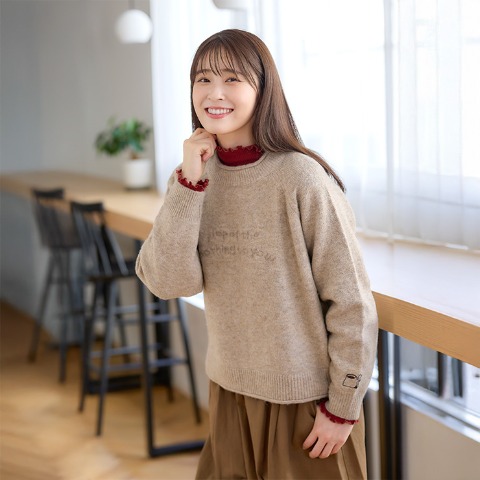 レディース　ロゴジャカードニットプルオーバー（Mushroom）