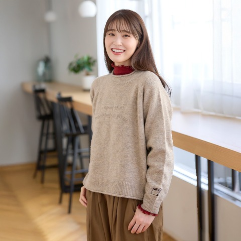 レディース　ロゴジャカードニットプルオーバー（Mushroom）