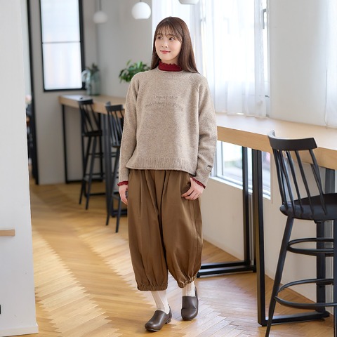 レディース　ロゴジャカードニットプルオーバー（Mushroom）