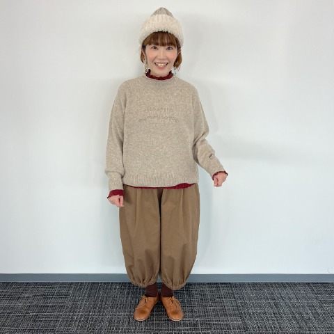 レディース　ロゴジャカードニットプルオーバー（Mushroom）