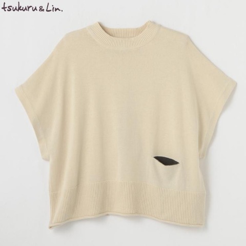 レディース　ポケット付ニットベスト（tsukuru&Lin.)