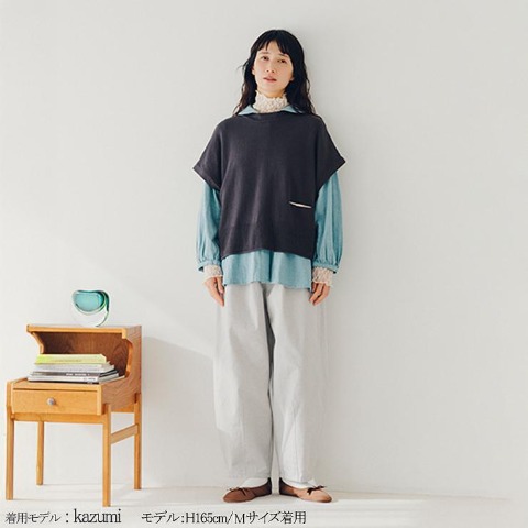レディース　ポケット付ニットベスト（tsukuru&Lin.)