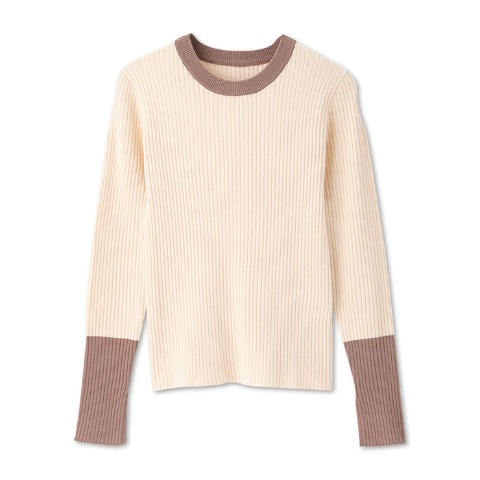 レディース　袖切り替えニットプルオーバー（tenderly）