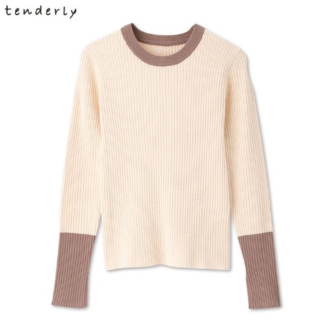レディース　袖切り替えニットプルオーバー（tenderly）