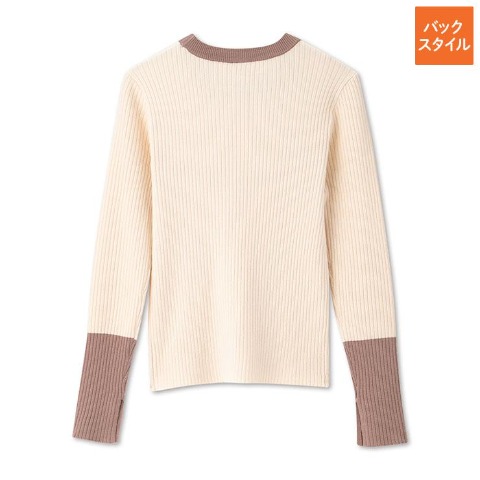 レディース　袖切り替えニットプルオーバー（tenderly）
