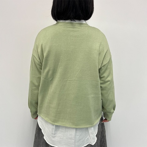 レディース　花刺しゅう多ボタンカーディガン（Mushroom）