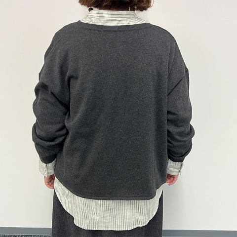 レディース　花刺しゅう多ボタンカーディガン（Mushroom）