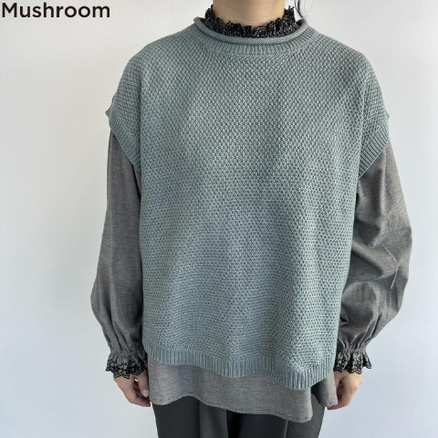レディース　ニットベスト　（Mushroom)