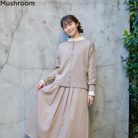 レディース　前後2WAYニットカーディガン（Mushroom）
