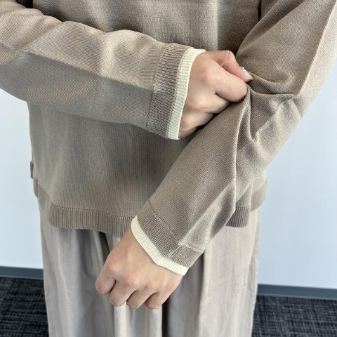 レディース　前後2WAYニットカーディガン（Mushroom）