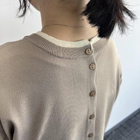 レディース　前後2WAYニットカーディガン（Mushroom）