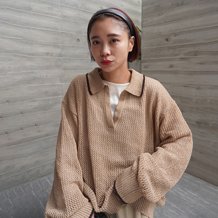 レディース 透かし編みニットプルオーバー＋Tシャツセット（忍舞