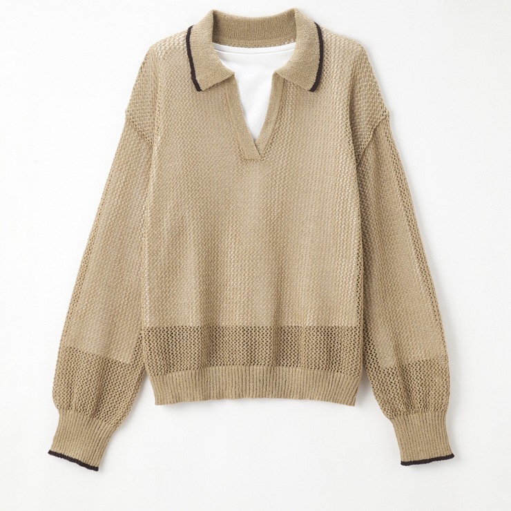 レディース 透かし編みニットプルオーバー＋Tシャツセット（忍舞