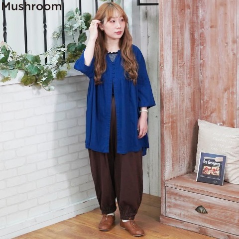 レディース　キーネックチュニック(Mushroom)