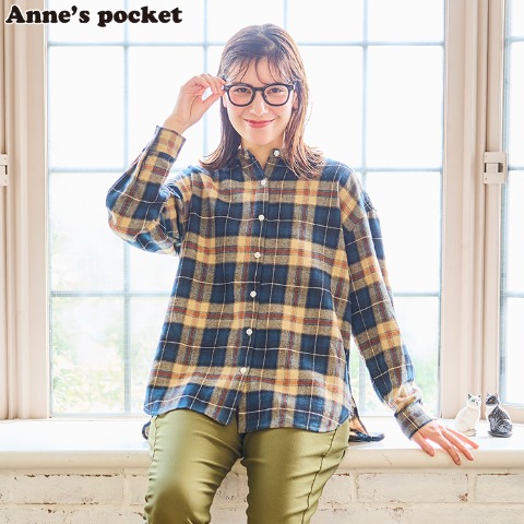 レディース　チェックネルシャツ　(Anne's Pocket)