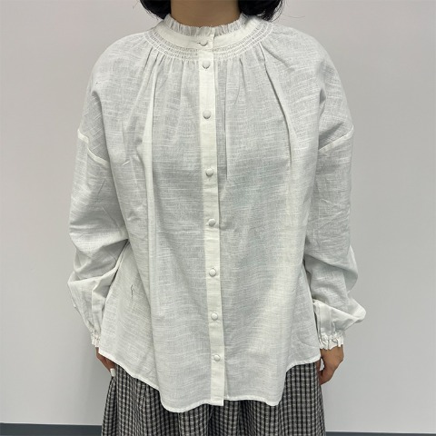 レディース　フリルブラウス（Mushroom）