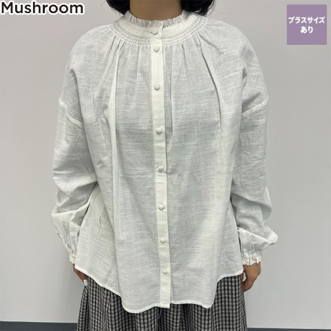 レディース　フリルブラウス（Mushroom）
