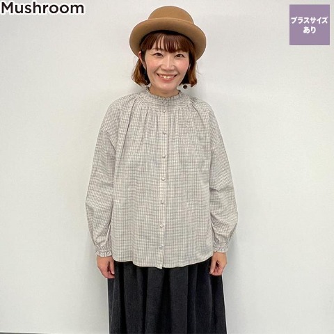 レディース　フリルブラウス（Mushroom）