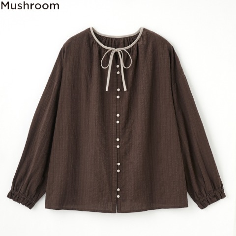 レディース　前後2WAY配色ブラウス（まきみさき×Mushroom)