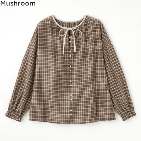 レディース　前後2WAY配色ブラウス（まきみさき×Mushroom)