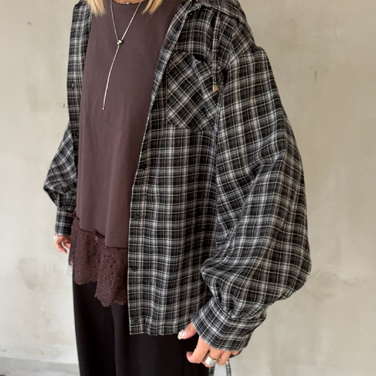 レディース チェック柄フード付きシャツ(IKUMI) | シャンブル
