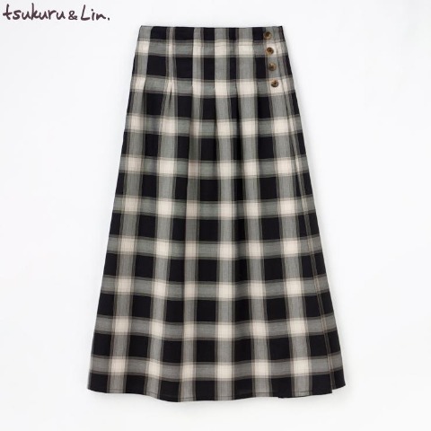 レディース　釦付きフレアースカート(tsukuru&Lin)