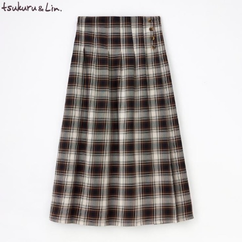 レディース　釦付きフレアースカート(tsukuru&Lin)