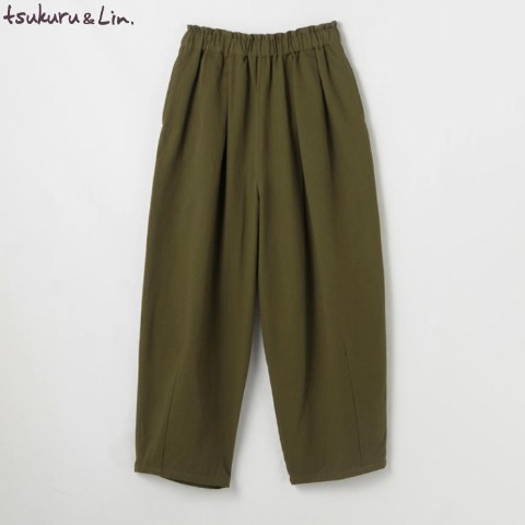 レディース　フリルウエストタックゆるりパンツ(tsukuru&Lin.) グリーン 205