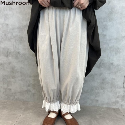 レディース　裾レースペチパンツ（まきみさき×Mushroom）