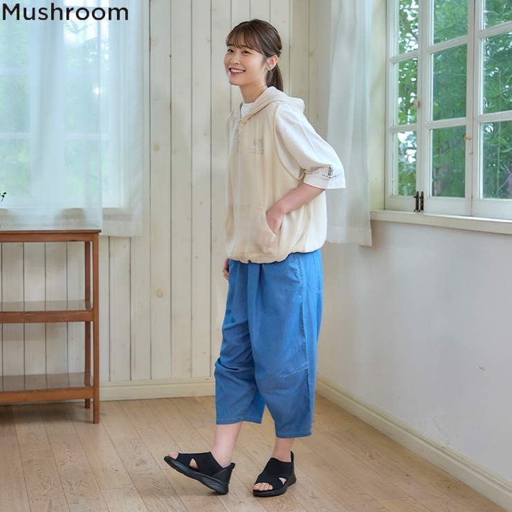 カールカナイ　エアリー　ガムストレッチ　ダマスク　パンツ　40 ブルー レディース 膝ダーツパンツ（Mushroom) | シャンブル | しまむらパーク
