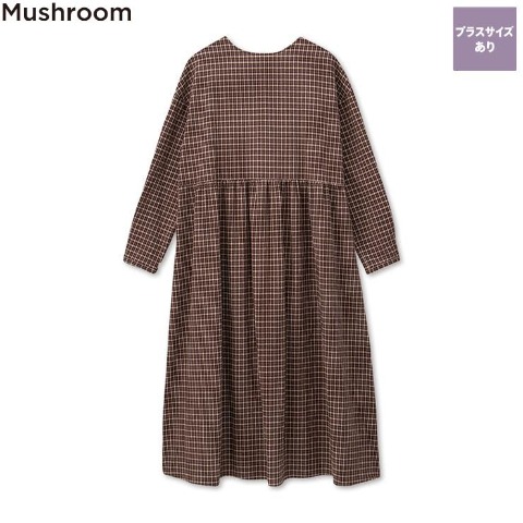 レディース　チェック柄ワンピース（Mushroom）