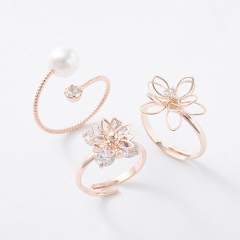 レディース　リング3点セット（桜シリーズ）