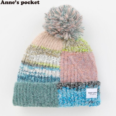 レディース　パッチワーク柄ニット帽(Anne's Pocket )