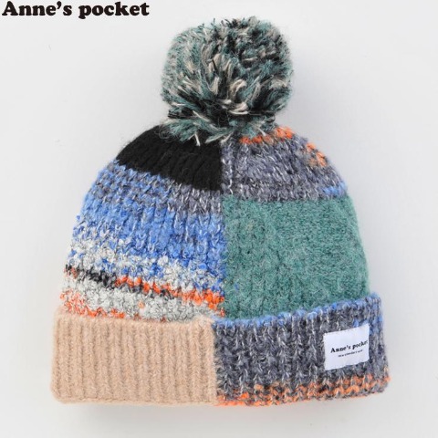 レディース　パッチワーク柄ニット帽(Anne's Pocket )