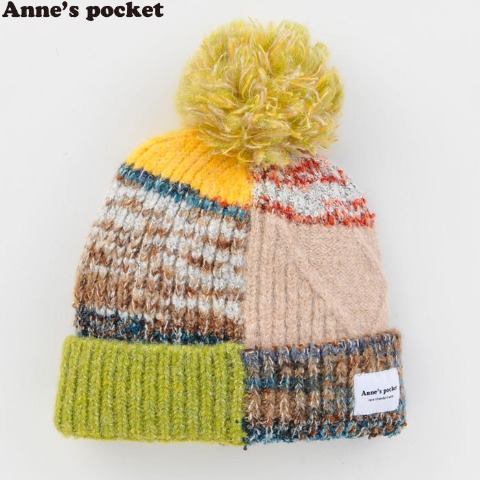 レディース　パッチワーク柄ニット帽(Anne's Pocket )