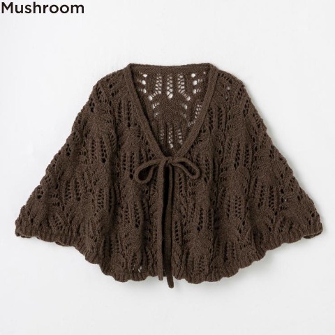 レディース　ニットポンチョ　（Mushroom）