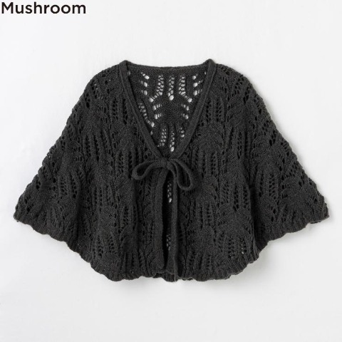 レディース　ニットポンチョ　（Mushroom）