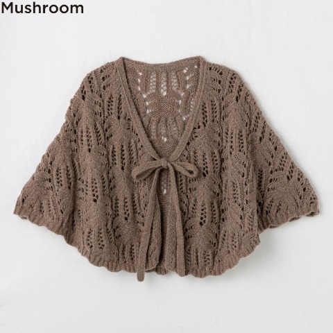 レディース　ニットポンチョ　（Mushroom）